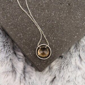 Golden Citrine Circlet Necklace in Sterling Silver - Short Pendant Necklace